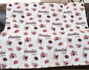 Floral Personalized Blanket, Custom Flower Blanket, Birthday Gift For Mom, Pretty Floral Blanket, Floral Nursery, Floral Baby Shower Gift