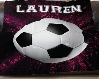 Soccer Ball Blanket, Soccer Birthday Gift, Soccer Girl Present, Personalized Kids Blanket, Soccer Coach Gift, Lap Blanket, Senior