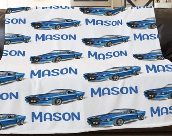 Car Blanket, Custom Name Blanket, Personalized Throw Blanket, Car Nursery, Car Baby Shower, Large Blanket Custom, Baby Blanket Boy Gift