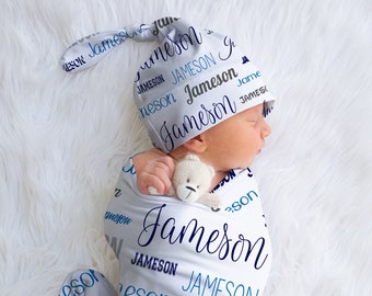 Baby Name Swaddle Boy, Baby Blankets Name Swaddle Personalized, Newborn Swaddle Set Boy, Infant Nursery Decor, Baby Shower Gift, Custom