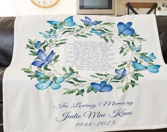 Memorial Blanket, Butterfly Throw Blanket Adult, Loss of Mother