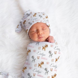 Horse Swaddle, Personalized Pony Baby Shower Gift, Horse Nursery Theme, Equestrian Decor, Custom Newborn Present, Infant Girl Blanket,Floral