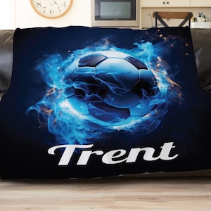 Soccer Blanket, Personalized Soccer Throw Blanket, Kids Sports Blanket, Man Cave Accessories, Birthday Gift For Him, Soccer Coach Gift, Team