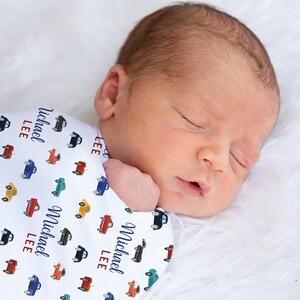 Blanket Car, Custom Swaddle Blanket, Personalized Baby Boy Blanket, Custom Name Blanket, Boy Nursery Decor, Baby Shower Gift For Dad,Newborn