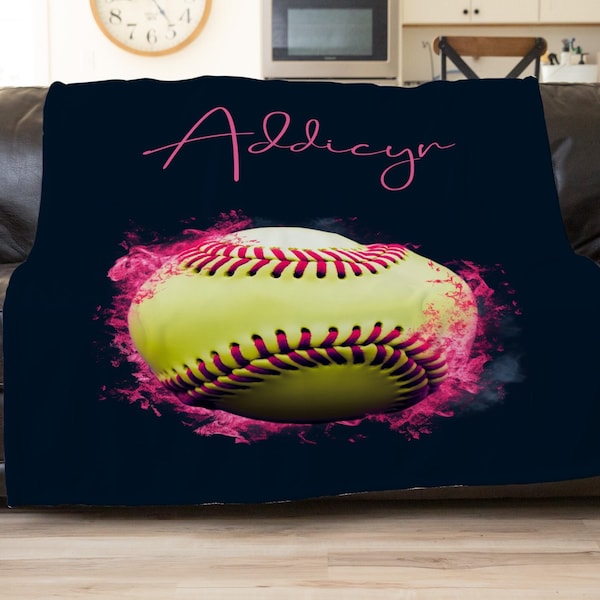 Softball Blanket, Softball Coach Gift, Birthday Gift For Her, Softball Team Party Favors, Softball Backdrop, Personalized Throw Blanket