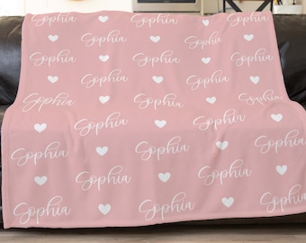 Personalized Name Blanket for Your Daughter, Customized Name Baby Blankets for Girls, Christmas Gift For Her, Birthday Present For Toddler