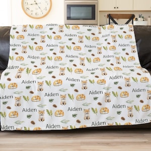 Fox Nursery Baby Blanket, Personalized Woodland Blanket, Fox Baby Shower Gift, Fox Nursery Decor, Forrest Toddler Blanket, New Baby Gift