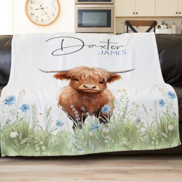 Highland Cow Blanket, Birthday Gift For Boys, Highland Cow Gifts, Cow Baby Blanket, Shetland Cow Blanket, Farmhouse Decor, Cow Nursery