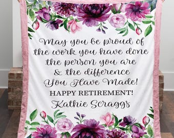 Personalized Retirement Gifts For Women, Custom Retirement Gifts For Women, Floral Watercolor Blanket, Mom Retirement Nurse, Teacher Gift