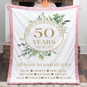 50th Wedding Anniversary, Golden Anniversary Gifts, Anniversary Gift For Parents, 50th Wedding Anniversary Gifts, Personalized Throw Blanket