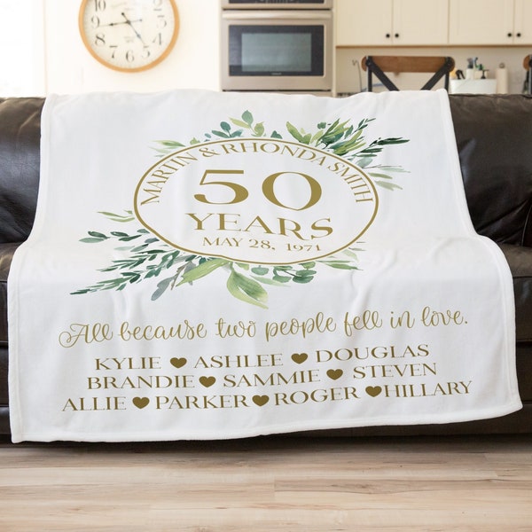 50th Wedding Anniversary, Golden Anniversary Gifts, Anniversary Gift For Parents, 50th Wedding Anniversary Gifts, Personalized Throw Blanket