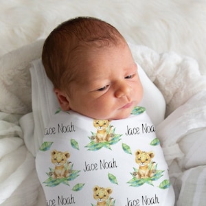 Lion Swaddle, Personalized Swaddle Blanket Boy, Girl And Boy Swaddle, Lion Baby Shower, Lion Nursery, Personalized Newborn Gift Boy, Theme