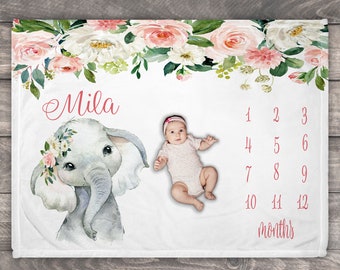 elephant milestone blanket