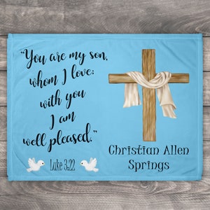 Baptism Blanket, Bible Verse Baby Blanket, Baptism Gift, Newborn Baby Boy Blanket Personalized, Keepsake Throw Blanket, Christian Blanket