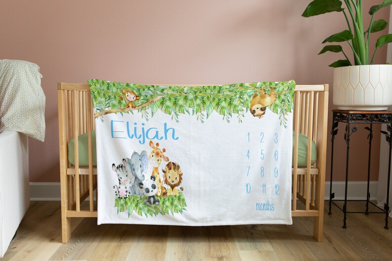 Safari Milestone Blanket Personalized Milestone Blanket Etsy