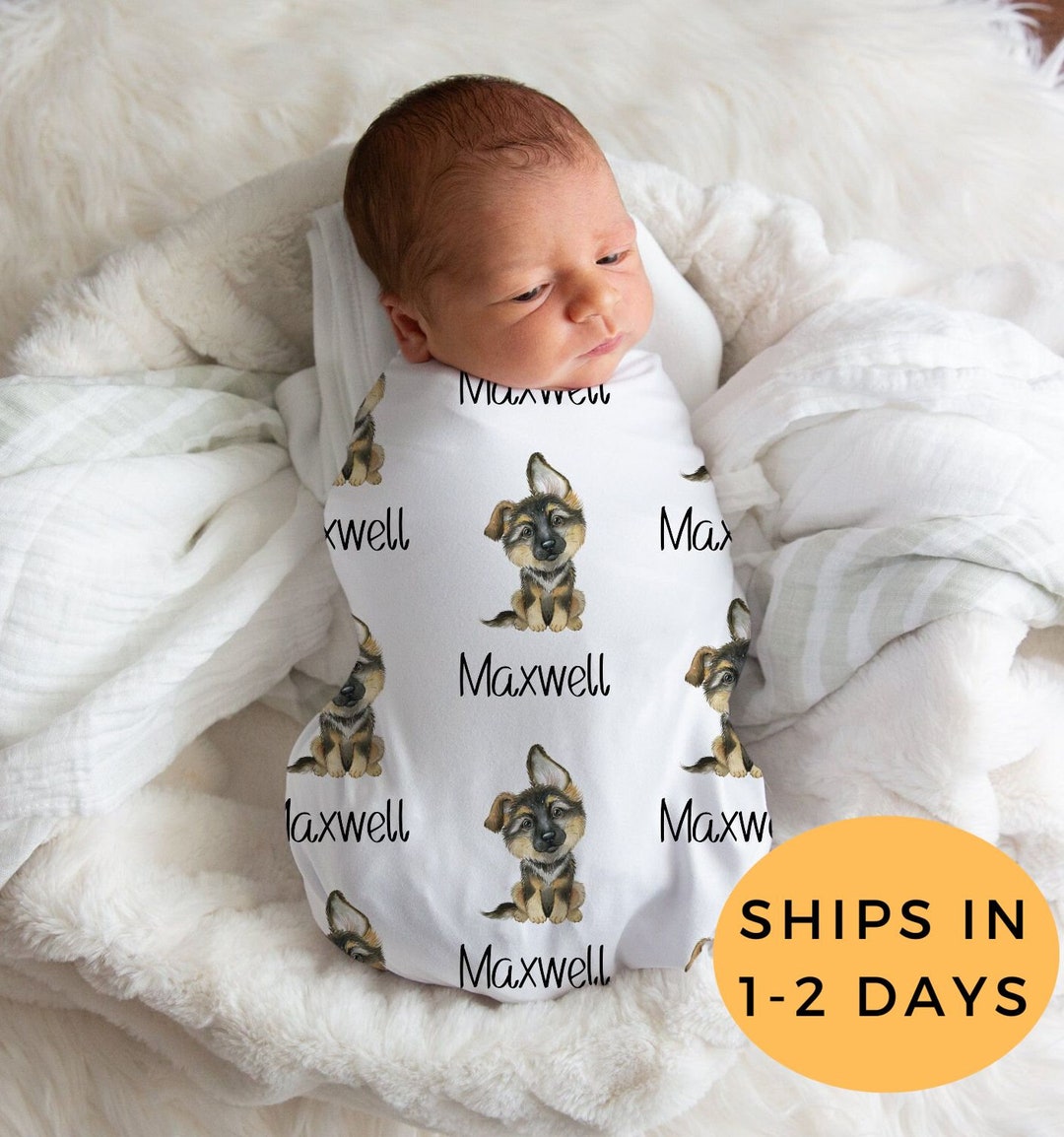 German Shepherd Swaddle Custom Name Swaddle German Shepherd Etsy