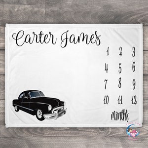 Boy Milestone Blanket Personalized - Baby Boy Month Blanket - Monthly Baby Blanket - Baby Name Blanket - Growth Blanket - Newborn Photo Prop