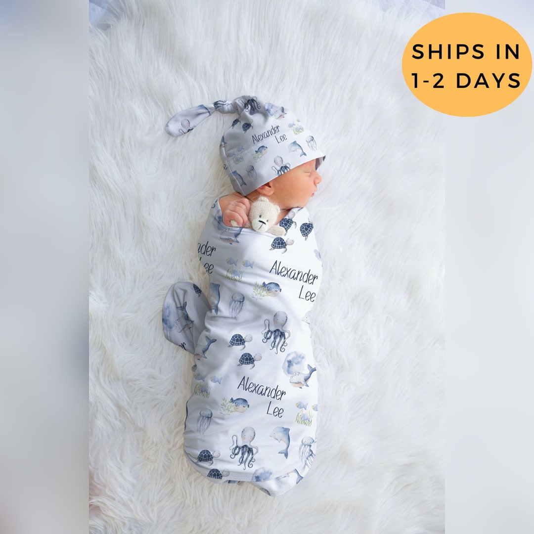 Nautical Swaddle Boy, Personalized Swaddle Blanket Boy, Nautical Theme