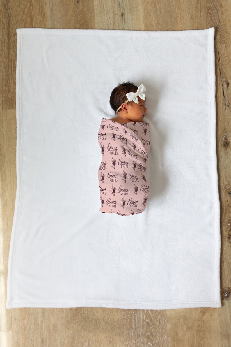 Floral Swaddle Baby Girl Personalized Swaddle Custom Swaddle Etsy