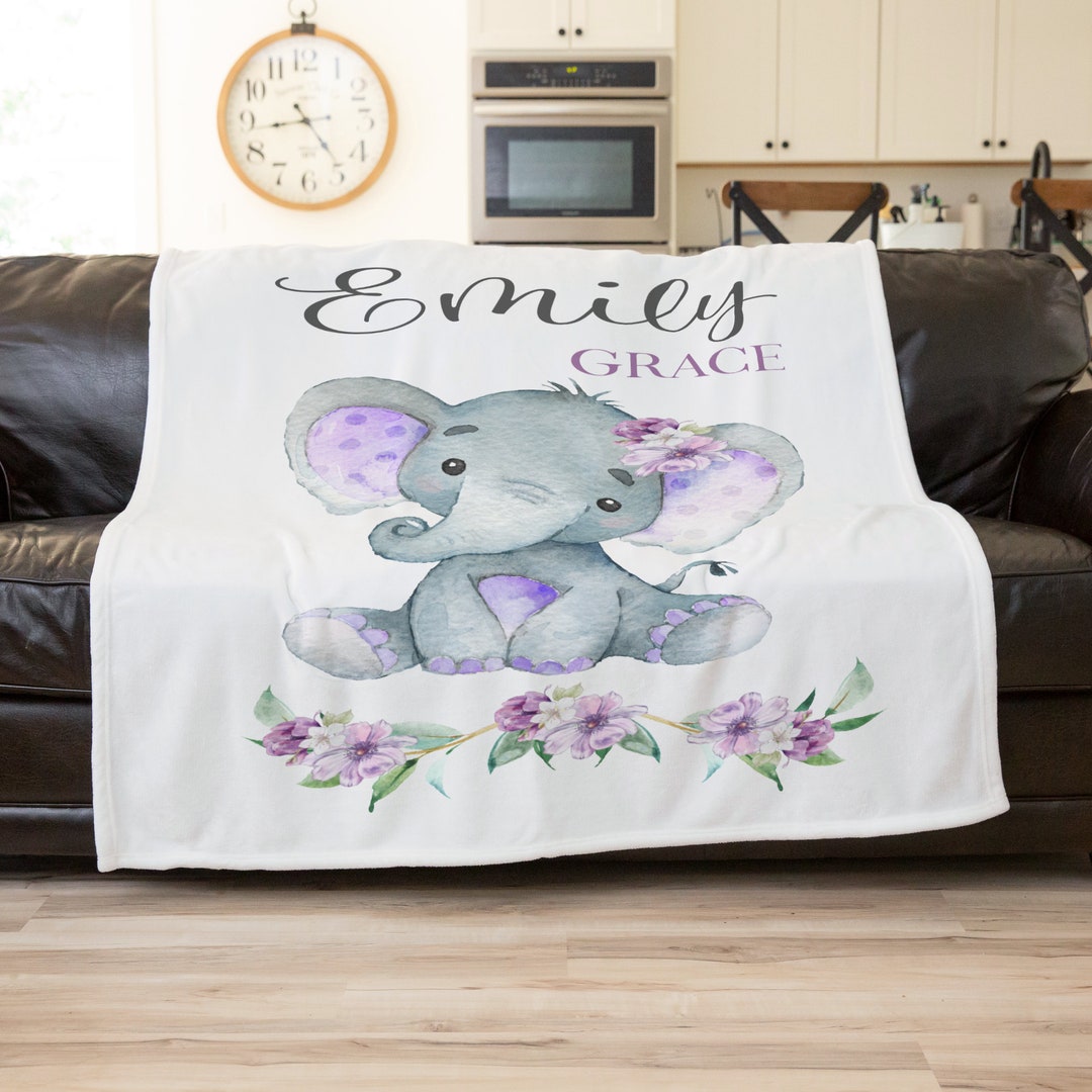 Personalized Elephant Quilt/Fleece Throw Blanket - Gift Idea For New Dad/Mom - Love From Baby Bump