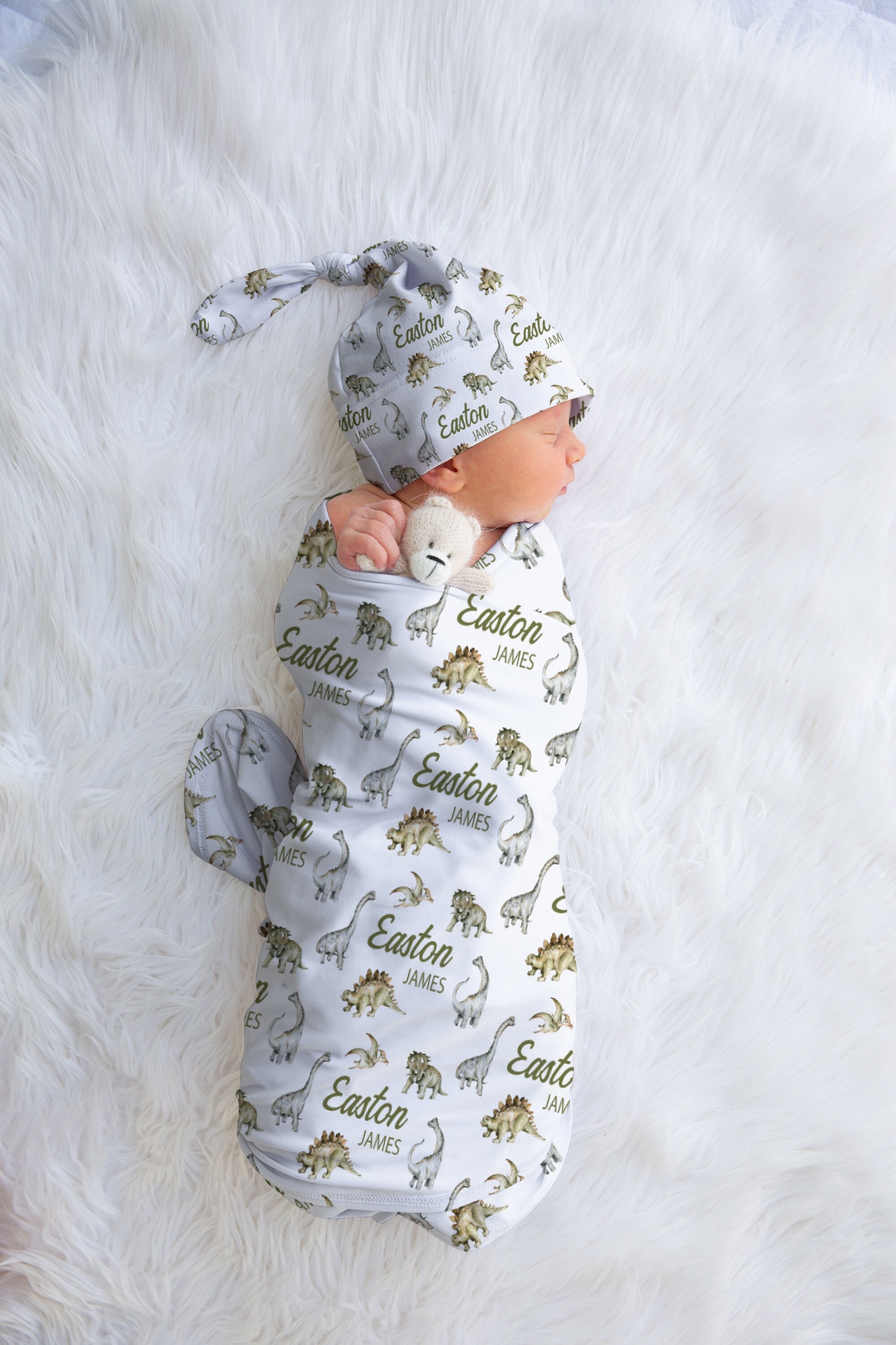 Personalized Swaddle Blanket, Baby Boy Coming Home Dinosaur, Dinosaur Baby Shower Gift, Newborn Boy Swaddle Set, Custom Swaddle Blanket