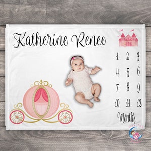 Princess Blanket - Newborn Milestone Blanket - Baby Month Blanket - Personalized Baby Name Blanket - Growth Blanket - Custom Baby Blanket