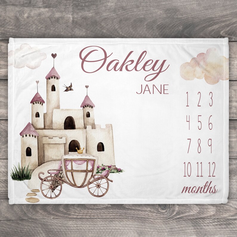 Castle Milestone Blanket Custom Milestone Baby Girl Blanket Etsy