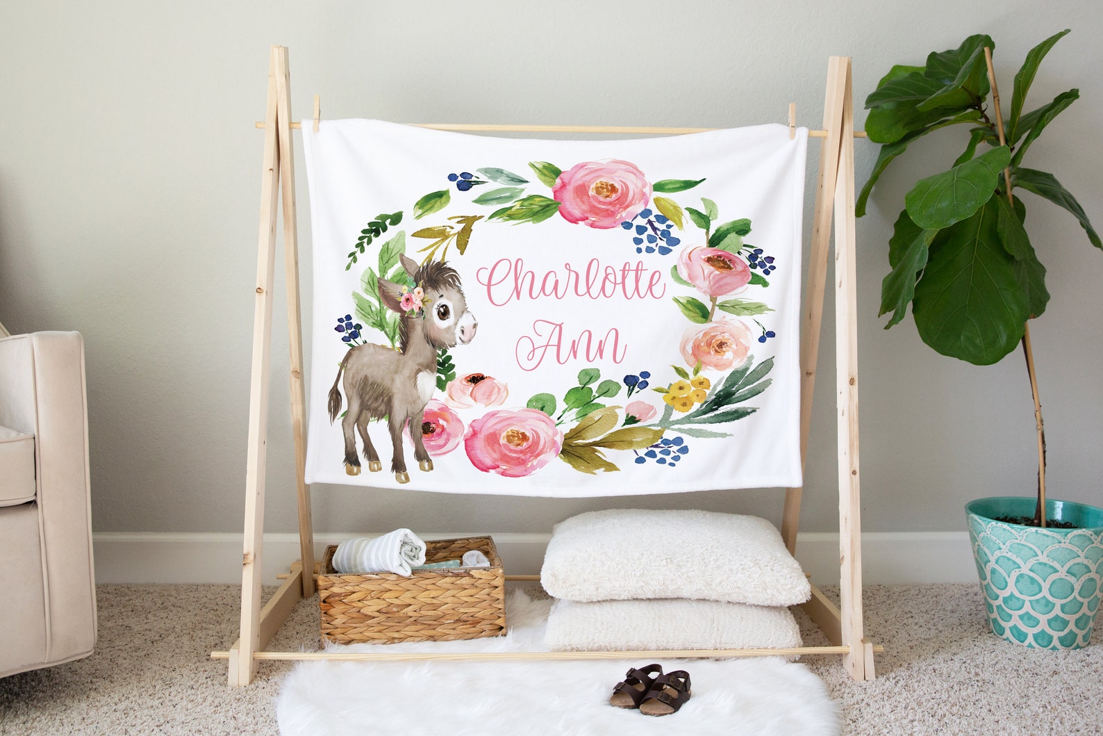 Donkey Blanket Personalized Baby Stroller Blanket Custom Etsy