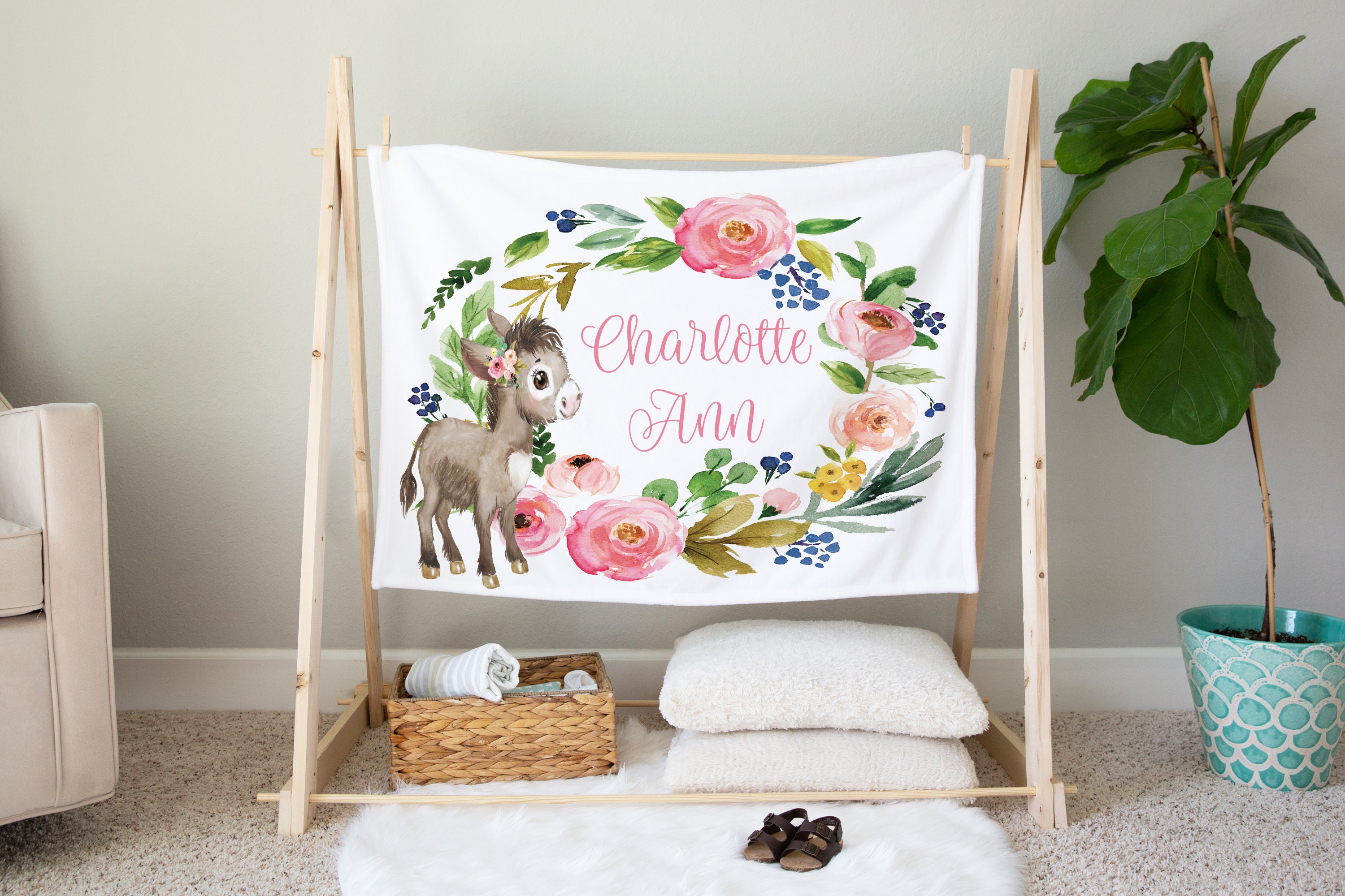 Donkey Blanket Personalized Baby Stroller Blanket Custom Etsy