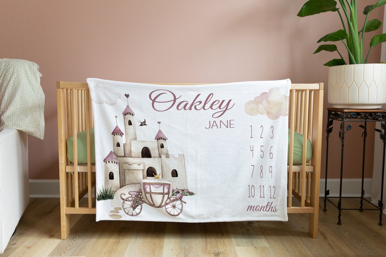 Castle Milestone Blanket Custom Milestone Baby Girl Blanket Etsy