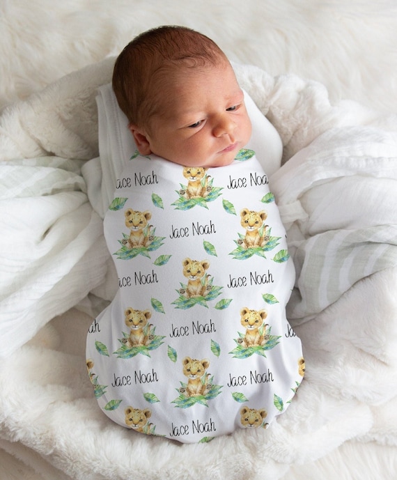 Lion Swaddle Personalized Swaddle Blanket Boy Girl and Boy Swaddle Lion Baby Shower Lion Nursery Personalized Newborn Gift Boy Theme Etsy