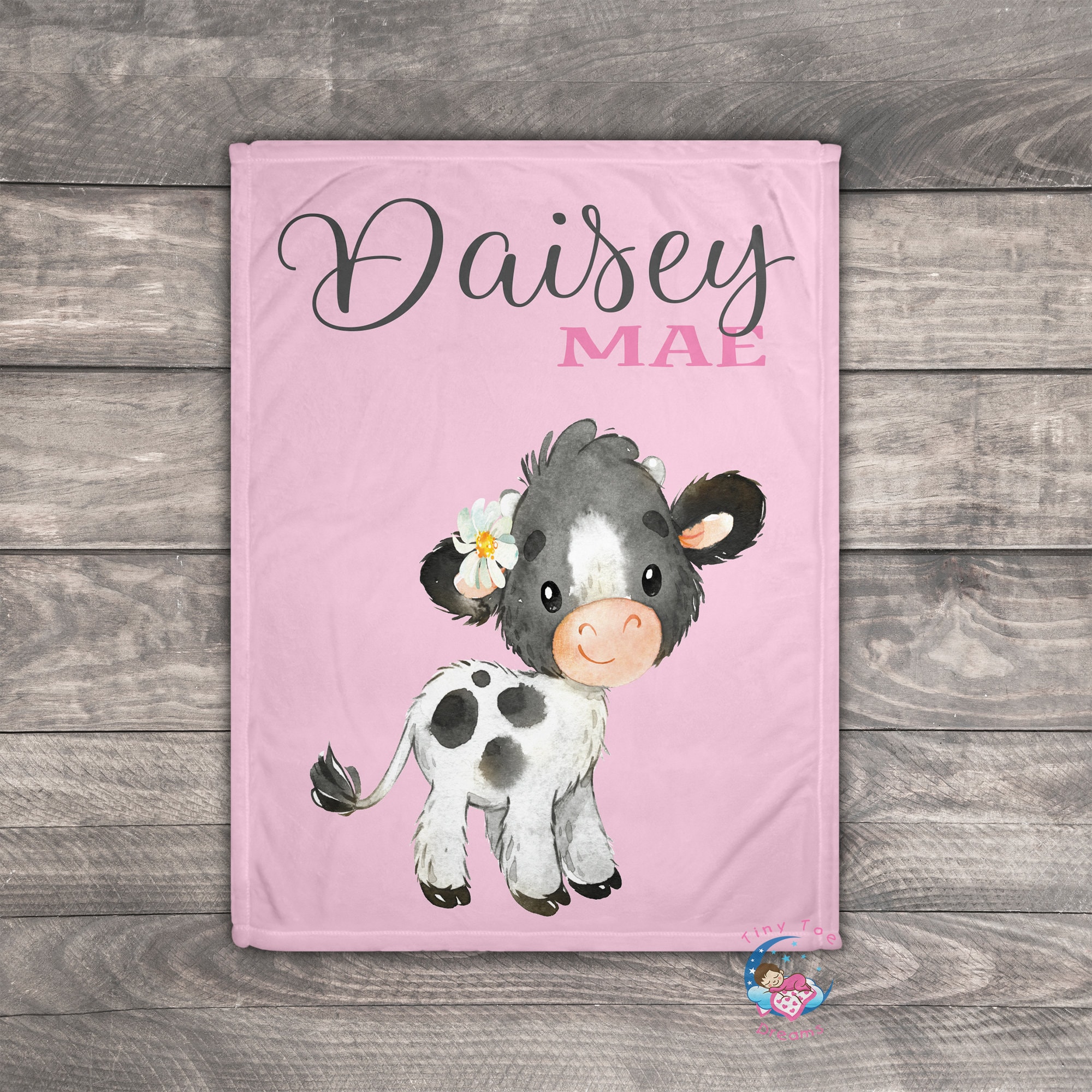 Cow Blanket Baby Girl Personalized Blanket Farm Blanket Etsy