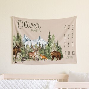 Personalized Baby Monthly Milestone Blanket With Name - 40"x50" Floral Growth Chart Photo Prop Blanket - View #8