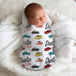 Car Swaddle, Baby Boy Swaddle, Personalized Swaddle Blanket Boy, Custom Baby Swaddle, Car Theme Nursery, Car Baby Shower Gift