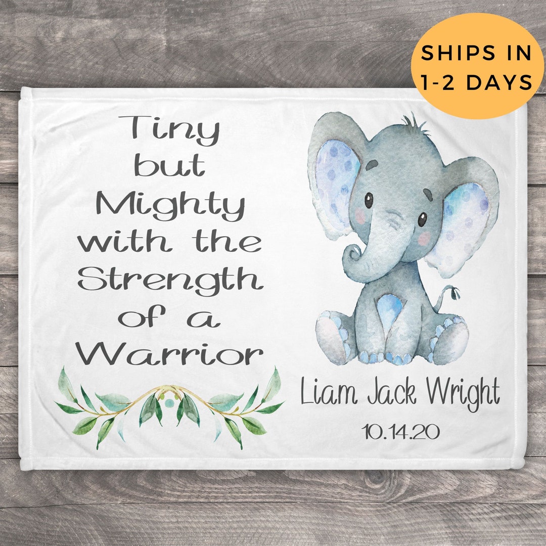 Tiny but Mighty Blanket, NICU Gift, Personalized Baby Blanket for Boys