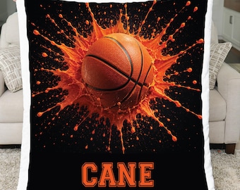 Personalized Basketball Blanket – Custom Name Sports Throw