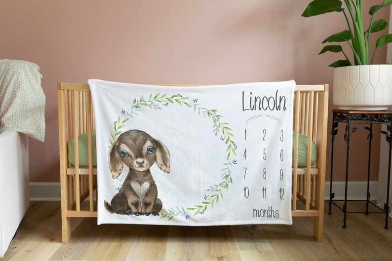Goat Milestone Blanket Goat Baby Blanket Goat Nursery Decor Etsy