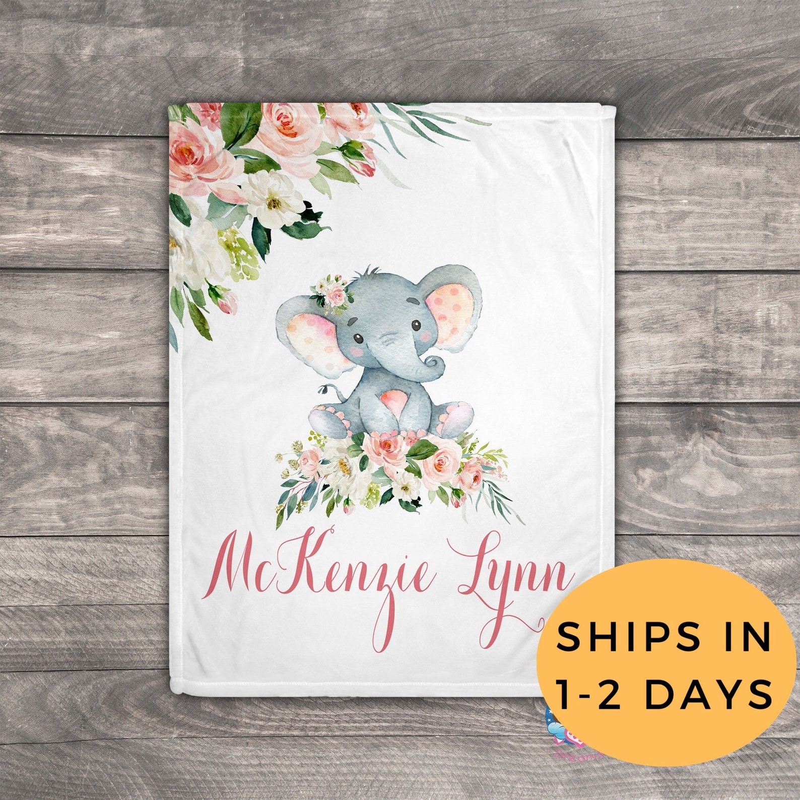 Personalized Baby Blanket Girl Elephant Blanket Baby Name Etsy