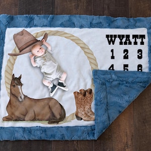 Cowboy Milestone Blanket, Western Nursery, Horse Milestone, Monthly Milestone, Western Baby Shower Gift, Cowboy Boots Blanket, Newborn Chart