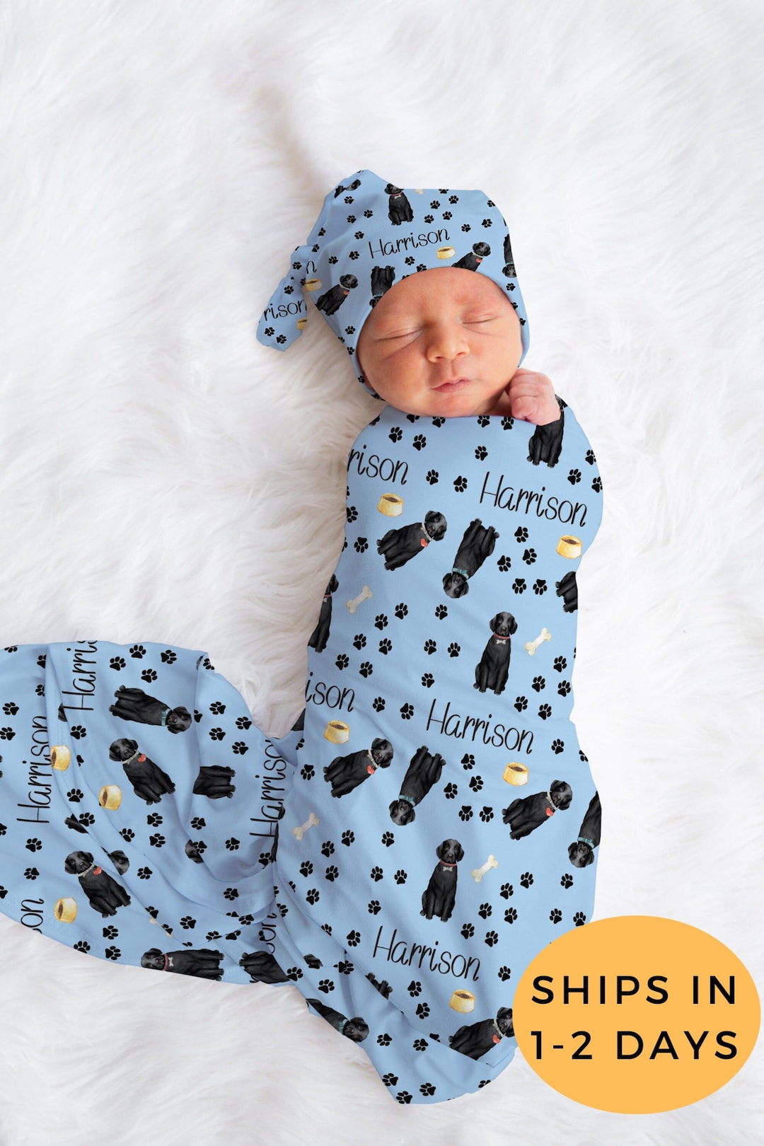 Black Labrador Swaddle Blanket, Chocolate Labrador Swaddle Blanket