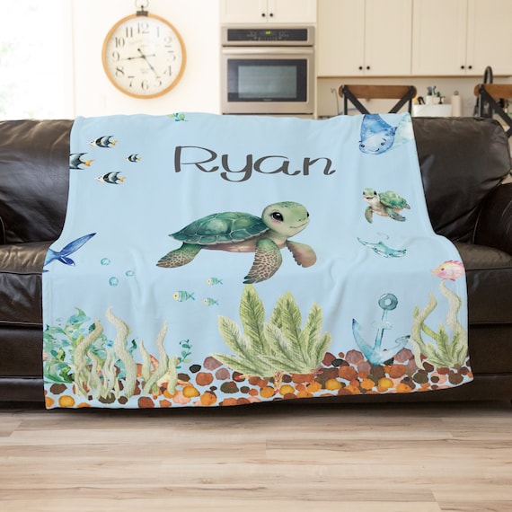 Sea Turtle Personalized Blanket Nautical Baby Blanket Sea Turtle Nursery Decor Sea Turtle Baby Shower Toddler Nap Blanket Custom Teen Etsy Canada