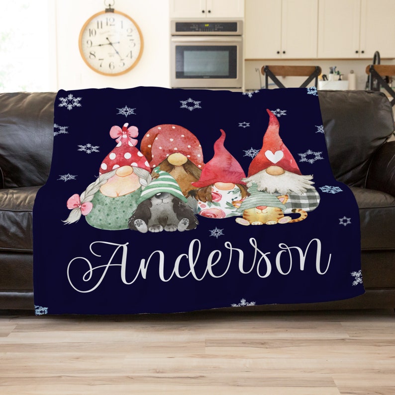 Gnome Christmas Blanket Personalized Adult Boho Throw Etsy