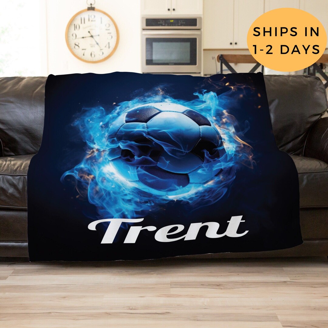 Soccer Blanket, Personalized Soccer Throw Blanket, Kids Sports Blanket