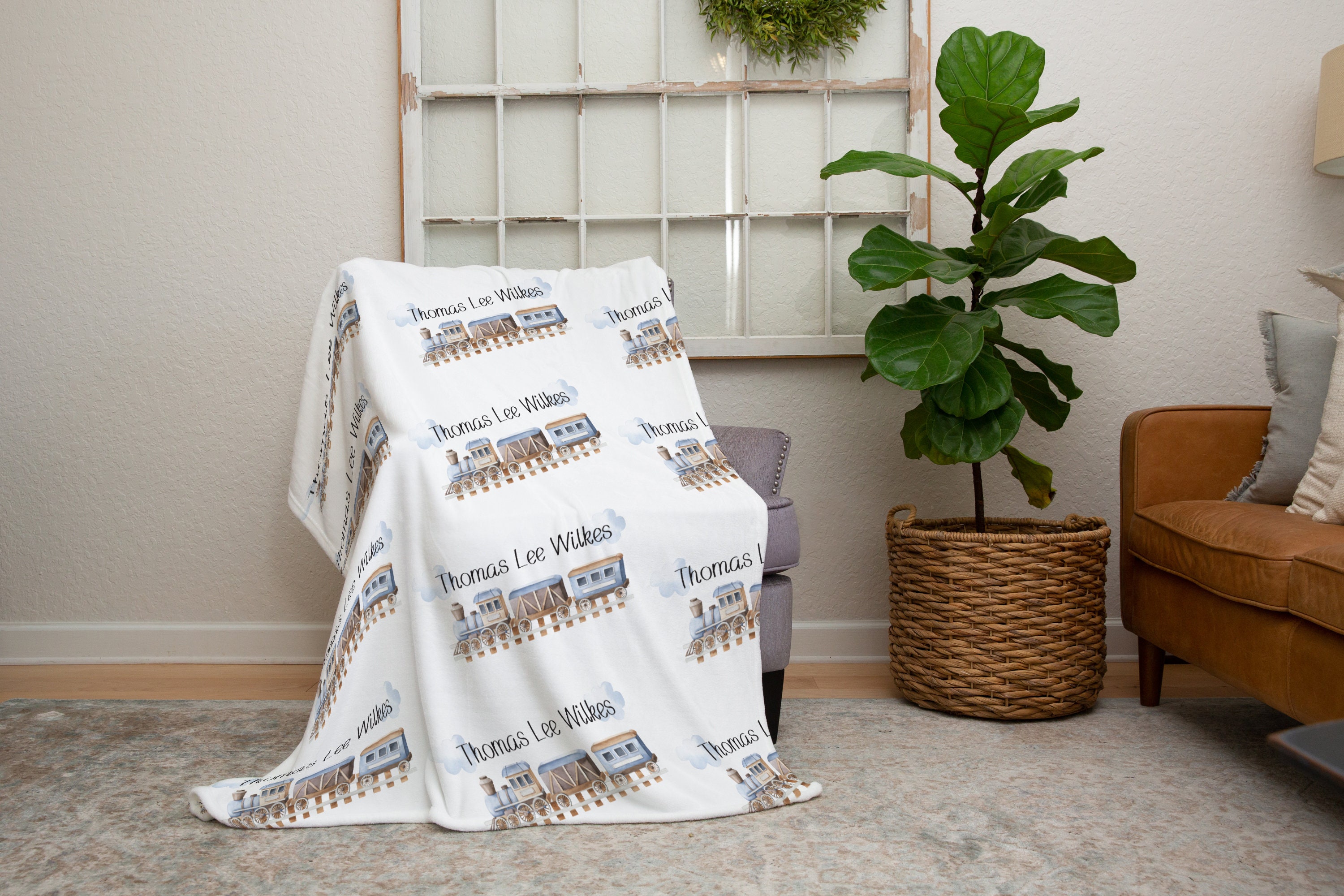 Train Blanket Personalized Baby Blanket Boy Custom Toddler Etsy