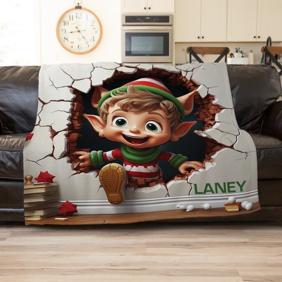 Elf Blanket Personalized Baby Elf Blanket Toddler Christmas Blanket Baby First Christmas Blanket Kids Party Favors Elf Props Kid Throw Etsy