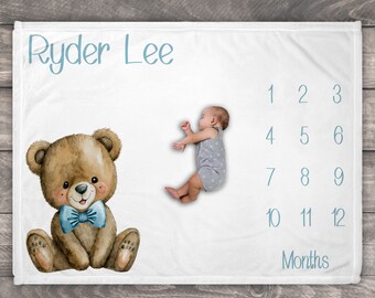 Teddy Bear Baby Milestone Discs: Wooden Photo Props, Newborn Keepsake ...