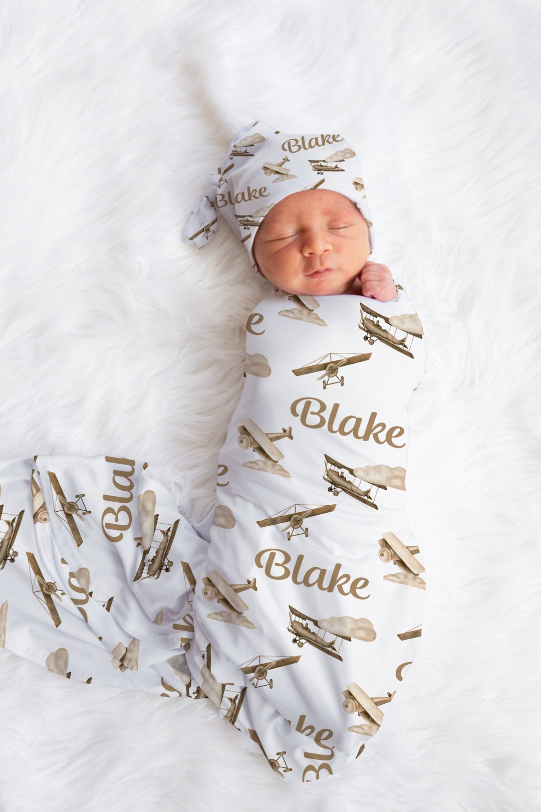 Airplane Print Baby Swaddle Wrap Blanket main image 1