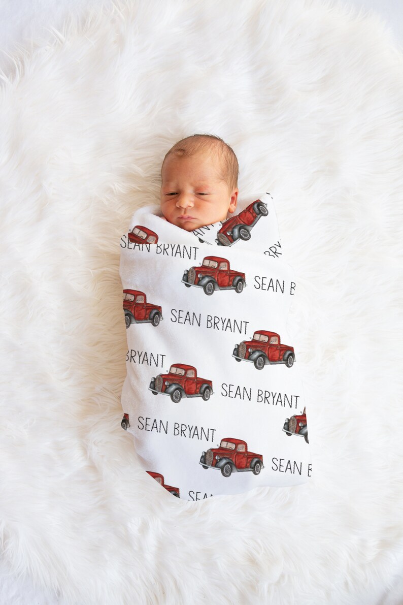 Truck Blanket Custom Swaddle Blanket Boy Baby Boy Swaddle Etsy