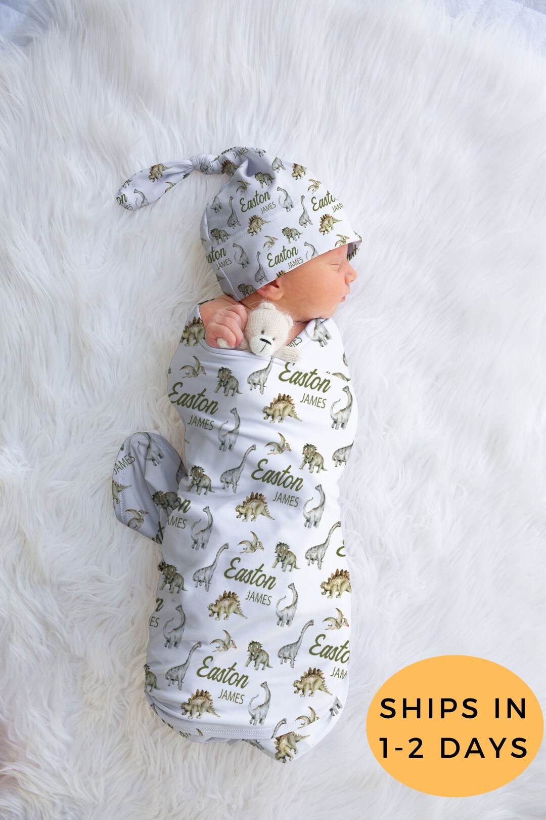 Personalized Swaddle Blanket Baby Boy Coming Home Dinosaur Etsy