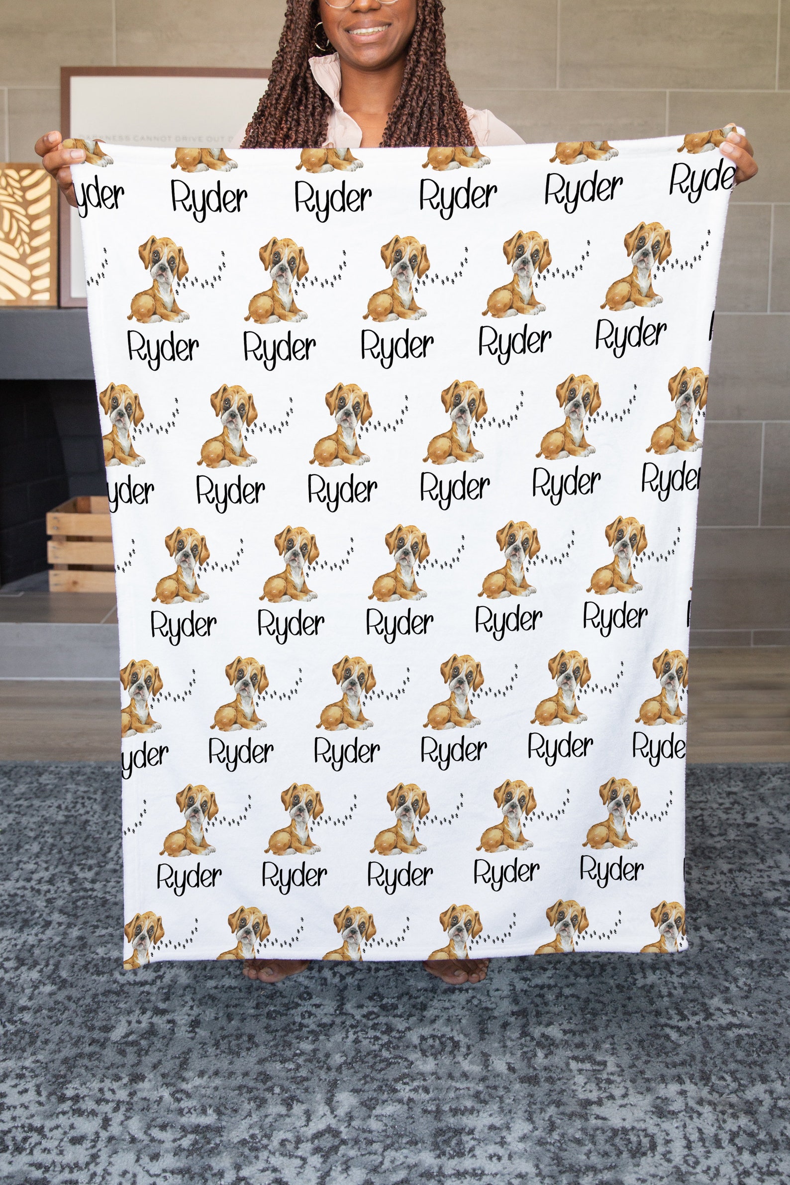 Boxer Blanket Boxer Dog Dad Gifts Personalized Boxer Dog Etsy